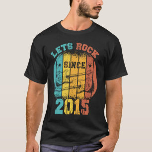 8e verjaardag 2015 Retro 8 jaar oude gitaar T-shirt
