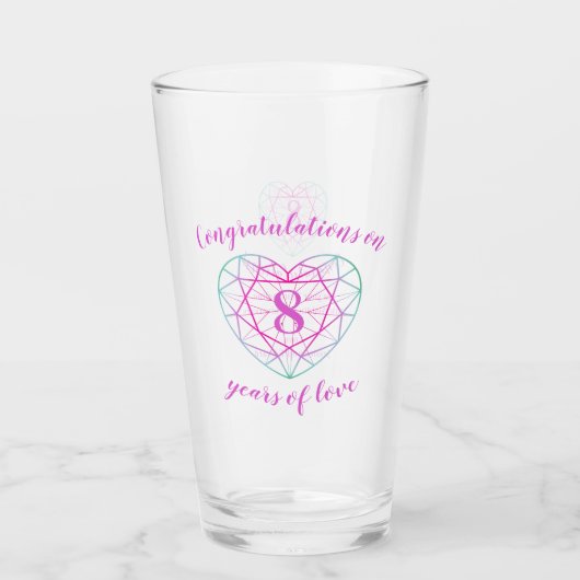 8e verjaardag 8 jaar liefde Toermalijn Custom Glas (Voorkant)
