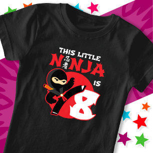 8e Verjaardag 8 Jaar Oud Kinder Feest Kleine Ninja T-shirt