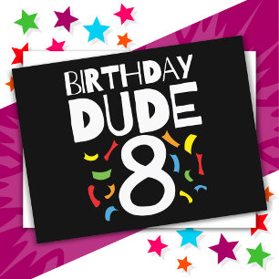 8e verjaardag 8-jarige jongen feest verjaardag dud briefkaart
