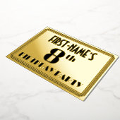 8e verjaardag: Art Deco Kijk "8" en naam Folie Uitnodiging (Gedraaid)