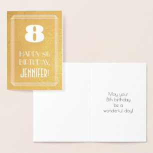 8e verjaardag ~ Art Deco Style "8" en aangepaste n Folie Kaarten