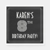 8e verjaardag: Art Deco Style + aangepaste naam Servet (Voorkant)