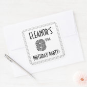 8e verjaardag: Art Deco Style + aangepaste naam Vierkante Sticker (Envelop)