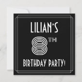 8e verjaardag: Art Deco Style met aangepaste naam Kaart (Voorkant)