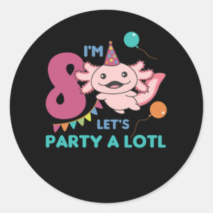 8e verjaardag Axolotl 8 jaar oude zoete Axolotl Ronde Sticker