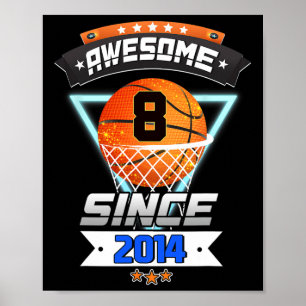 8e verjaardag basketbalspeler 8 jaar oud jongen gi poster