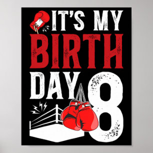 8e verjaardag boksen jongen 8 jaar oud bokser verj poster