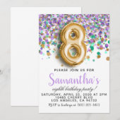 8e verjaardag Confetti Kaart (Voorkant / Achterkant)