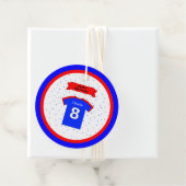 8e verjaardag dank je rode blauwe sterren bedankjes labels (In situ)