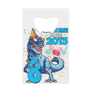 8e verjaardag Dinosaur 8 jaar oude jongen Kinder G Kredietkaart Flessenopener