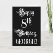 8e verjaardag: Fancy, elegant script + aangepaste Kaart (Voorkant)