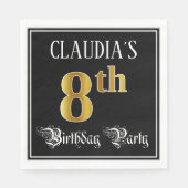 8e verjaardag — Fancy script, Faux Gold look Servet (Voorkant)