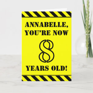8e verjaardag: Fun Stencil Style Text, aangepaste  Kaart