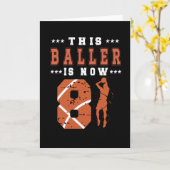 8e verjaardag: Gift Basketball Player 8 jaar oude Kaart (Gele Bloem)