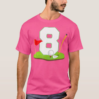 8e verjaardag golfspeler 8 jaar verjaardagsfeestje t-shirt