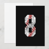 8e verjaardag honkbal grote nummer acht 8 jaar oud kaart (Voorkant / Achterkant)