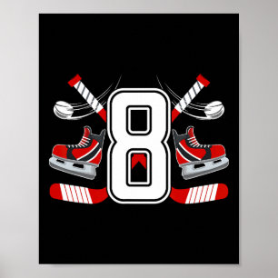 8e verjaardag ijshockey jongen acht jaar oude ijsh poster