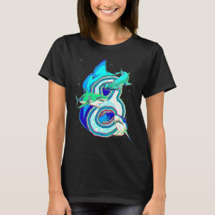 8e verjaardag jongens haai 8 jaar oud oceaan haai  t-shirt