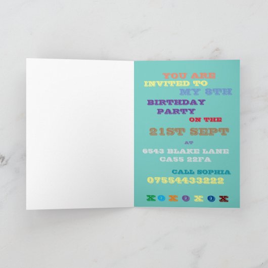 8e verjaardag Kaart Boy of Girl aanpassen (Binnen)