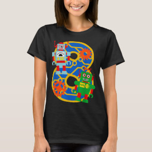 8e verjaardag kinderen 8 jaar oude kleine robot ro t-shirt