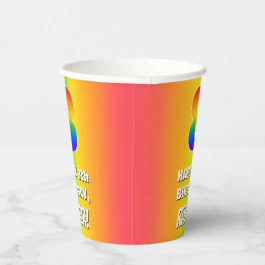 8e verjaardag: kleurrijk, vun regenboogpatroon # 8 papieren bekers (Rechts)