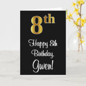 8e verjaardag ~ Luxurieuze Faux Gold-look # Kaart (Gele Bloem)