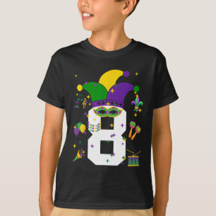8e Verjaardag Mardi Gras Themd 8 Jaar Old Boys Kin T-shirt