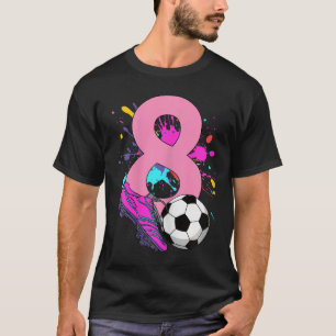8e verjaardag meisje voetballer voetball 8 jaar ou t-shirt