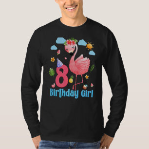 8e verjaardag meisjes Flamingo 8 jaar oud tropisch T-shirt