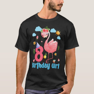 8e verjaardag meisjes Flamingo 8 jaar oud tropisch T-shirt