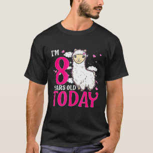 8e verjaardag Meisjes Lama Feest Roze Alpaca 8 Ach T-shirt