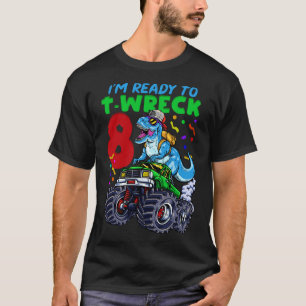 8e verjaardag Monster Truck Dinosaurus T-shirt