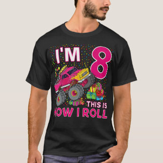 8e verjaardag Monster Truck Party Gift 8 Jaar Oud T-shirt