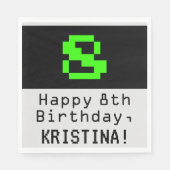 8e verjaardag - Nerdy / Geeky Style "8" en naam Servet (Voorkant)