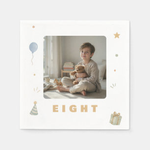 8e verjaardag papieren borden met foto servet