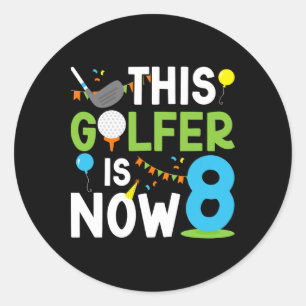8e Verjaardag Party Golf Boy Acht jaar oude Golf P Ronde Sticker
