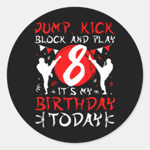 8e Verjaardag Party Karate 8 Jaar Oud Karate Birth Ronde Sticker