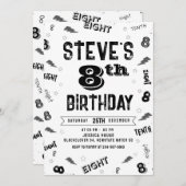 8e verjaardag Party Nummer Uitnodiging Sjabloon (Voorkant / Achterkant)