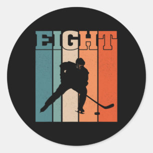 8e verjaardag retro ijshockey 8 jaar oud jongen me ronde sticker