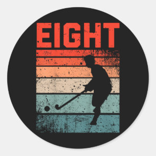 8e verjaardag Retro veldhockey 8 jaar oude jongen Ronde Sticker