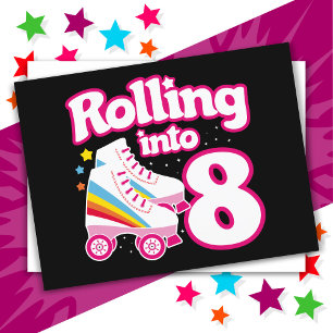 8e verjaardag Roller Skate 8 jaar oud schaatsen Briefkaart