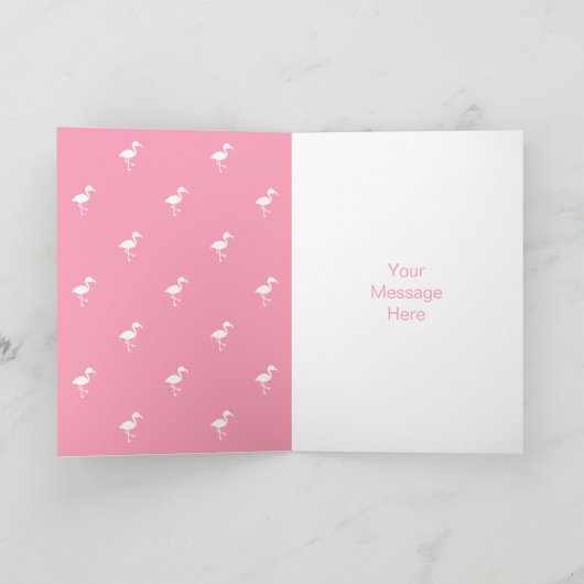 8e Verjaardag Roze Flamingo Happy Bird-day Kaart (Binnen)