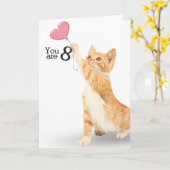 8e verjaardag Tabby Cat Kaart (Gele Bloem)