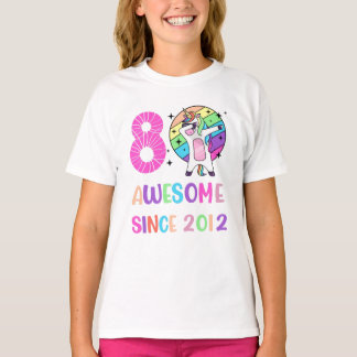 8e verjaardag Unicorn Dabbing, 8 jaar oud T-shirt