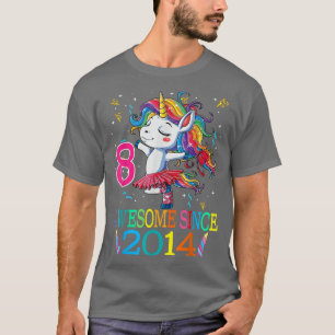 8e verjaardag Unicorn Geweldige sinds 2014 Girl Pa T-shirt