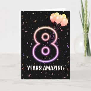 8e verjaardag van de luchtballonnen en Confetti Kaart