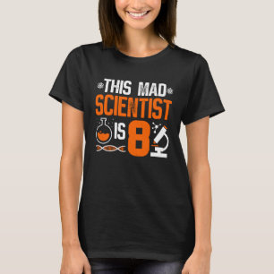 8e verjaardag van de Mad Scientist Acht jaar oude T-shirt