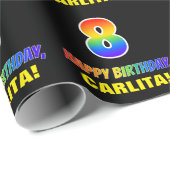 8e verjaardag: Vet, Vun, eenvoudig, regenboog 8 Cadeaupapier (Rol Hoek)