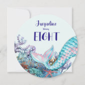 8e Verjaardag Waterverf Zeemeermin onder het Zee Kaart (Voorkant)